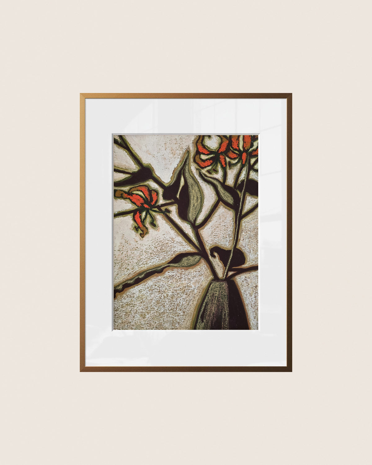 "Floral Still Life 1" Original Gouache and Oils Painting